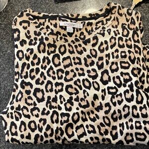 Chico's Animal Print Blouse in Black and Tan